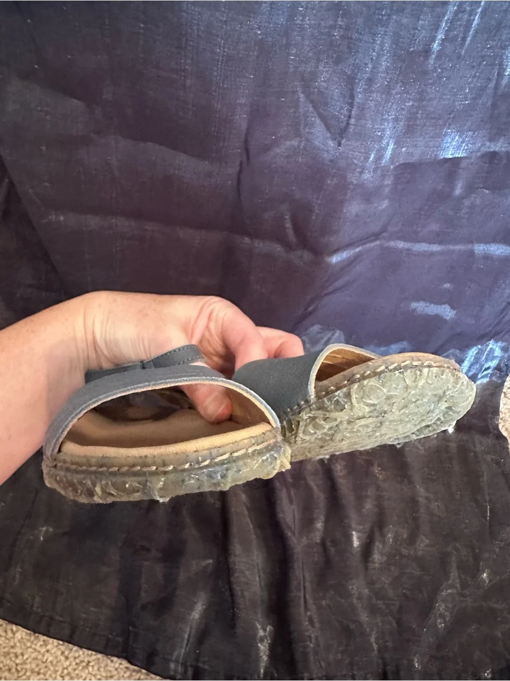 El Naturalista Blue-Gray Leather Strappy Sandals Velcro strap EU 39 US 8.5 eco - Picture 8 of 12